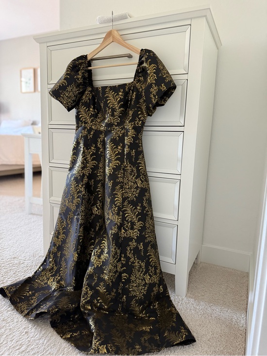 Hill House Dresses & Skirts - Hill House The Matilda in Black Gold Bird Brocade Smocked Dress size M